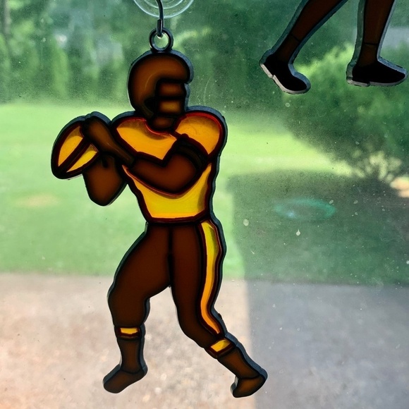 VTG Lot of 3 Stained Glass Style Sun Catcher Sports Basketball Bowling Football - Picture 11 of 13